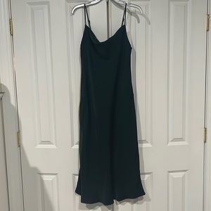 Cowl neck unlined dark green satin midi slip dress from Zara (only worn twice!)